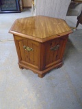 Octogon Solid Wood Storage End Tables