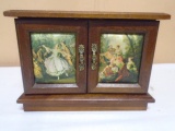 Vintage Musical Wooden Jewelry Box