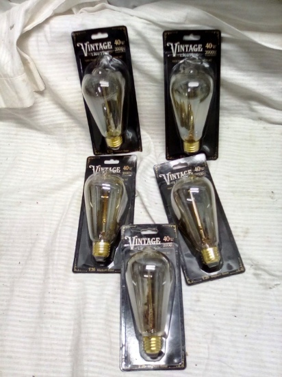 Qty. 5 Vintage 40W Light Bulbs
