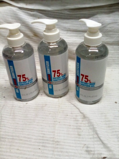 Qty. 3 Bottles of Hand Sanitizing Gel 16 Oz per bottle