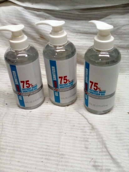 Qty. 3 Bottles of Hand Sanitizing Gel 16 Oz per bottle