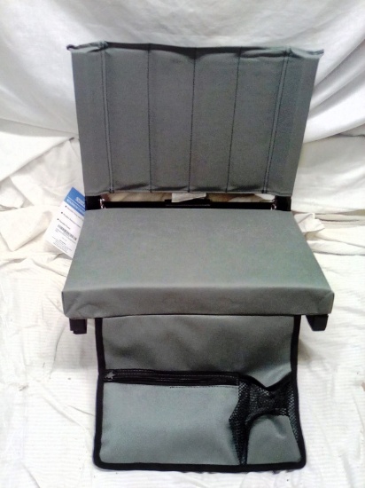 Dark Green/Gray Cushioned Stadium Seat W/ Cup Holder and Shoulder Strap