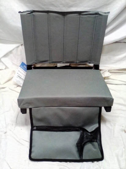 Dark Green/Gray Cushioned Stadium Seat W/ Cup Holder and Shoulder Strap