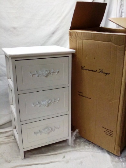 Convenient Storage White 25" Tall 3 Drawer Side Table