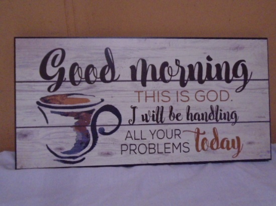 Wooden "Good Morning" Wall Art Sign