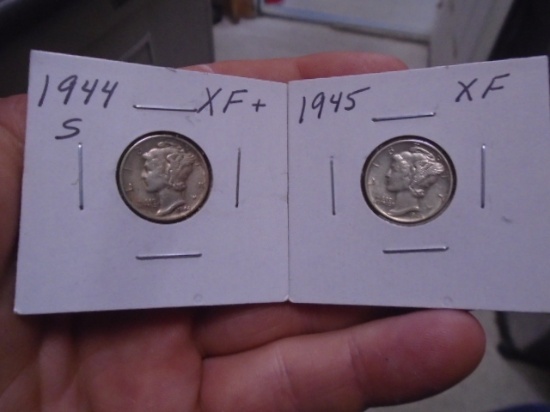 1944 S Mint & 1945 Mercury Dimes