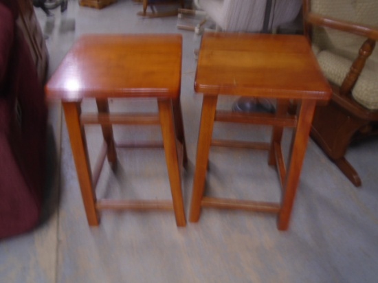 2 Matching Solid Wood Stools