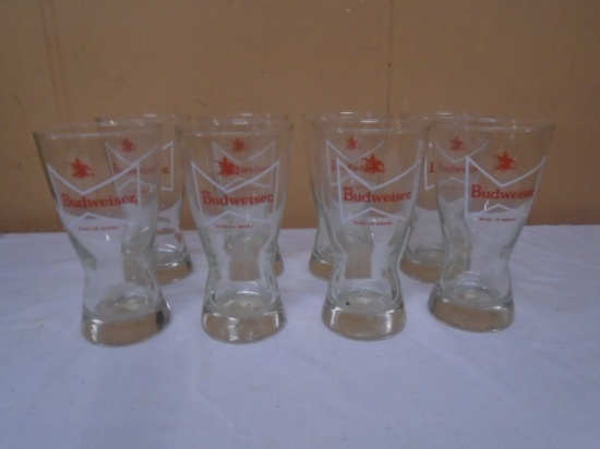 Set of 8 Glass Budwesier Beer Glasses