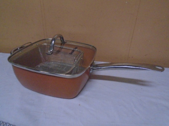 Copper Cook Non-Stick Square Pan w/ Fryer Basket