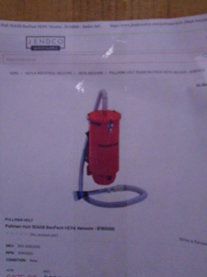 Pullman-Holt 30 ASB BacPack Hepa Vacuum