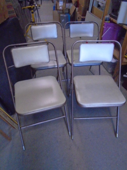 Set of 4 Samsonite Padded Metal Folding Chairs