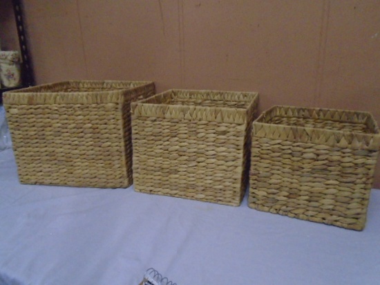 3pc Nesting Wicker Storage Basket Set