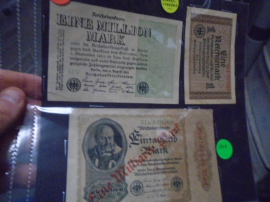 3pc Group of 1922 & 1923 German Currency