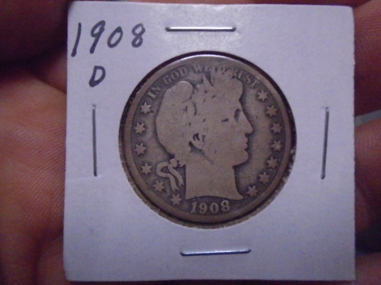 1908 D Mint Barber Half Dollar