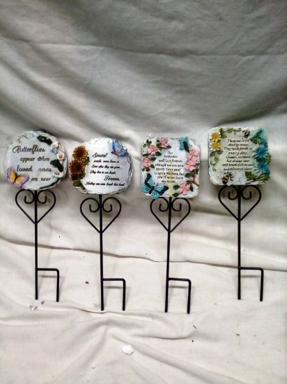 Qty. 4 Inspirational Garden Stake Signs 12" Tall each