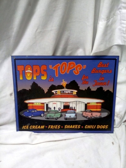 12"x15" Brand New Metal Sign "TOPS Burgers"