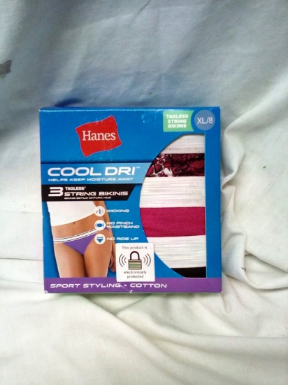Hanes Cool Dri Size XL/8 Tagless Cotton Women's Underwear Qty. 3
