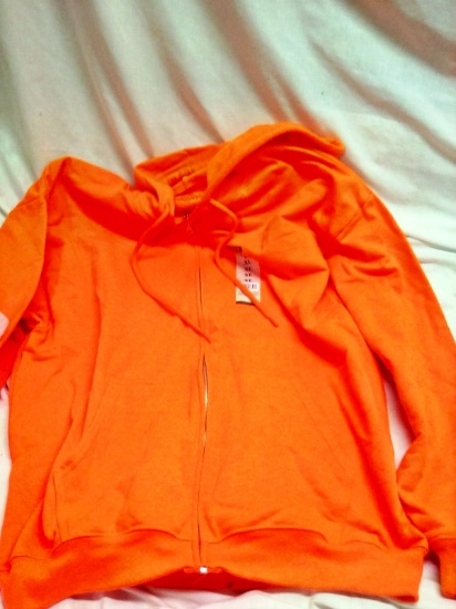 Men's Size Xlarge Hunter Orange Hooded Zip Up Sweatshirt