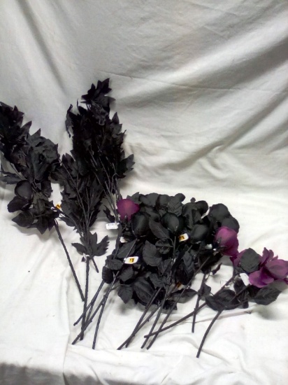 Approx. 20 Pieces of Artificial Roses and Leaf Stems