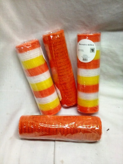 Four Giant Rolls of Decorative Ribbon