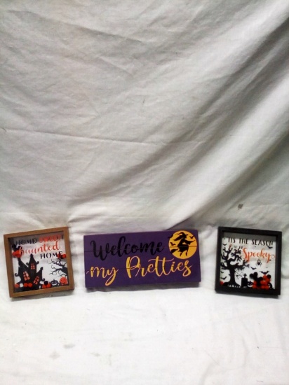 Qty. 3 Decorative halloween wooden signs