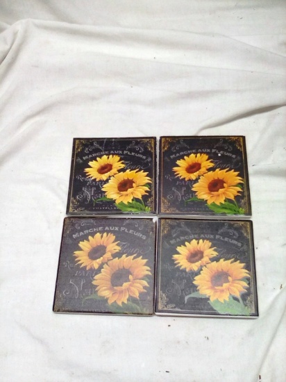set of 4 Sunflower Coasters