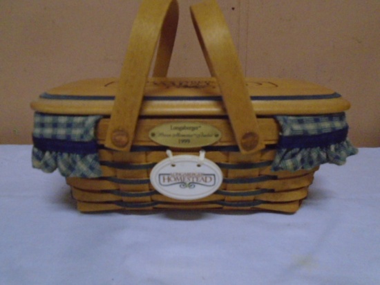 1998 Longaberger Homestead Woven Memories Basket w/ Liner-Protector-Lid