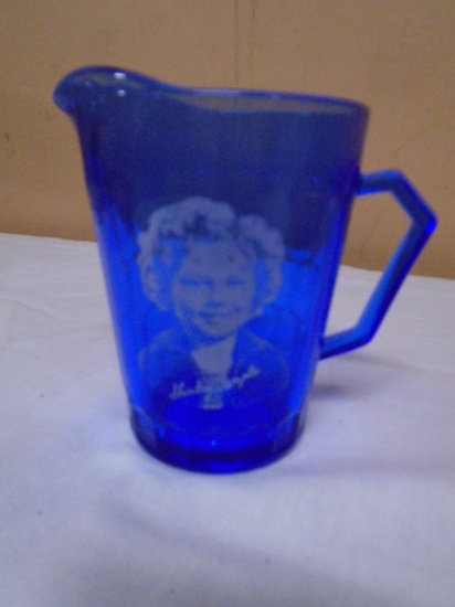 Blue Glass Shirley Temple Cream Picther