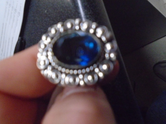 Ladies Germa Silver and Blue Topaz Ring