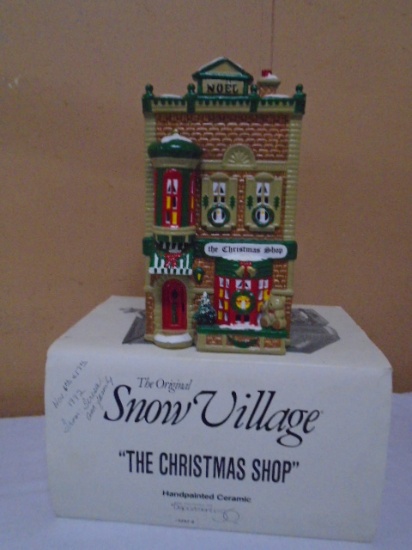 Department 56  The Christmas Shop Lighted Handpainted Ceramic House