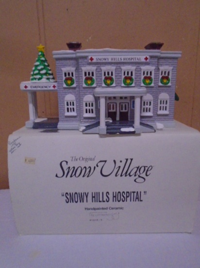 Department 56 Snowy Hills Hospital Lighted Handpainted Ceramic House