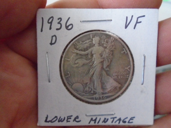 1936 D-Mint Silver Walking Liberty Half Dollar