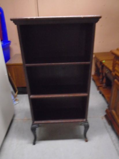 Antique Solid Wood Bookcase on Iron Legs