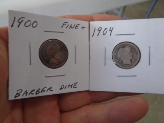 1900 and 1904 Barber Dimes