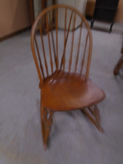 Antique Windsor Back Wooden Rocking Chair