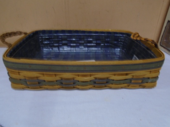 1996 Longaberger Collector's Club Small Serving Tray Basket w/ Liner & Protector