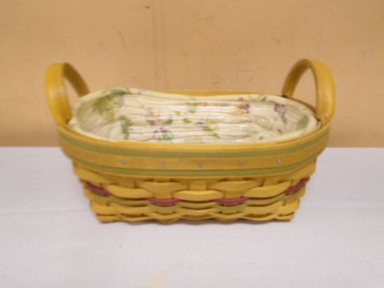 2001 Longaberger Small Daily Blessing Basket w/Liner & Protector