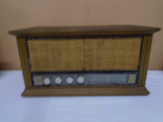 Vintage GE Solid State Dual Speaker Wood Case Table Radio
