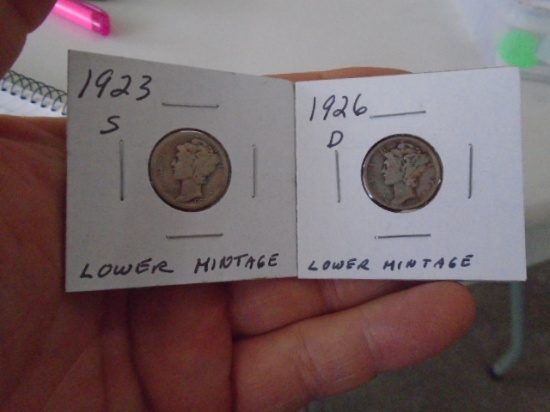 1923 S-Mint and 1926 D-Mint Mercury Dimes