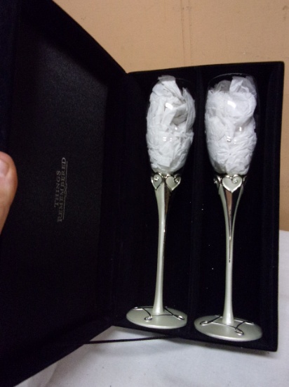 2pc Set of Things Remembered Crystalized Toasting Goblets