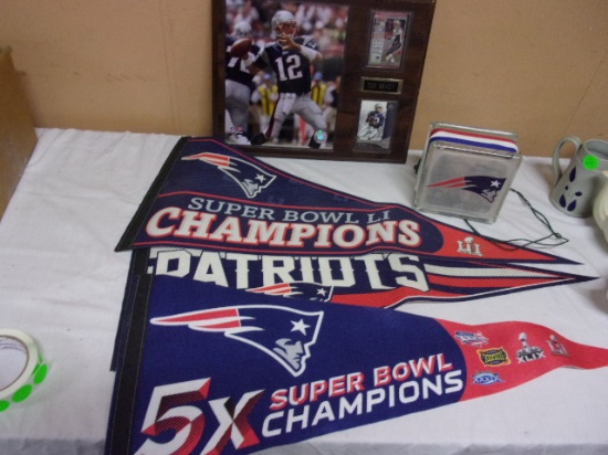Group of New England Patriots Collectibles