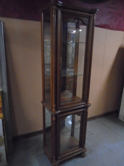 Beautiful Solid Wood Lighted Curio Cabinet w/ 3 Glass Shelves