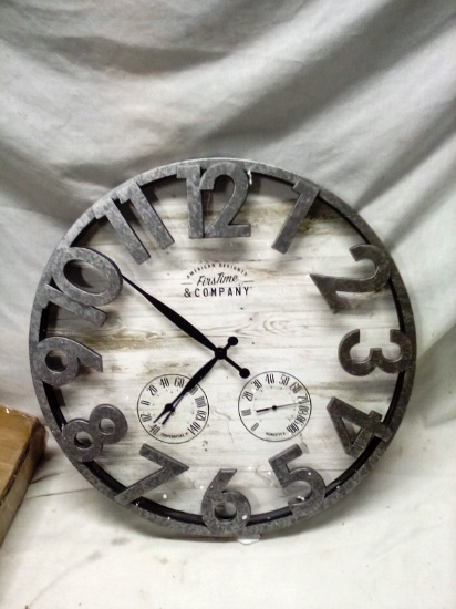 First Time&Co 18" Composite Galvanized Appearance Wall Clock