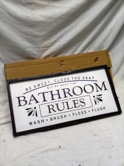 24"x12" Wooden Bathroom Décor Sign