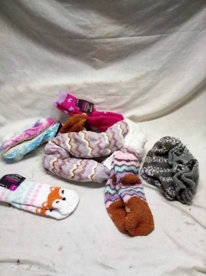 Eight Pairs of Ladies Cozy Socks and Slippers