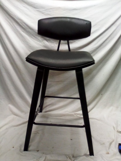26" Faux Black Leather Padded Seat and Back Bar Stool