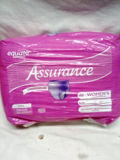 Equate Assurance Women's Size 28"-40" Underwear Qty. 20 pack
