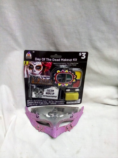 Day Of The Dead Makeup Kit & Pink Mask