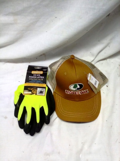 Mossy Oak Hat & Hi Vis Gloves