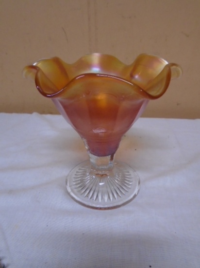 Nothwood "Graceful"  Marigold Carnival Glass Sweet Pea Vase